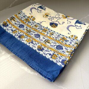 Couleur Nature 59x59” Tablecloth Square French Country Blue Yellow Floral Cotton